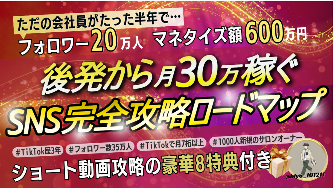 後発から月３０万円稼ぐ SNS完全攻略ロードマップ